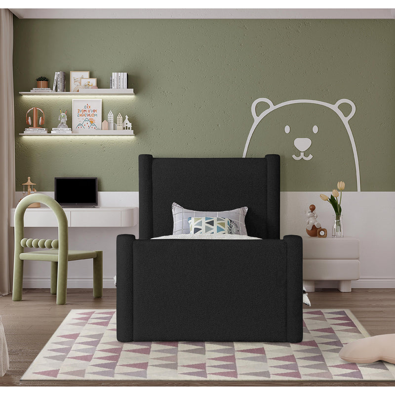 Meridian Elias Black Boucle Fabric Twin Bed IMAGE 4