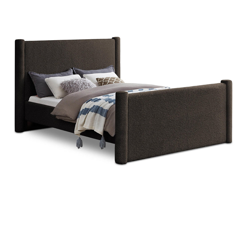 Meridian Elias Brown Boucle Fabric Full Bed IMAGE 1