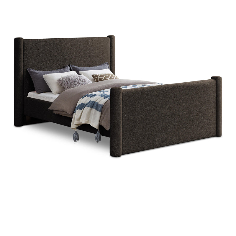 Meridian Elias Brown Boucle Fabric King Bed IMAGE 1