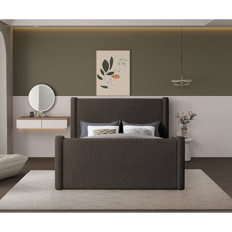 Meridian Elias Brown Boucle Fabric King Bed IMAGE 4