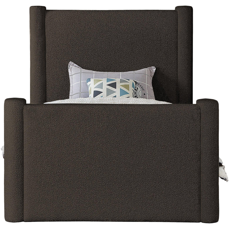 Meridian Elias Brown Boucle Fabric Twin Bed IMAGE 3