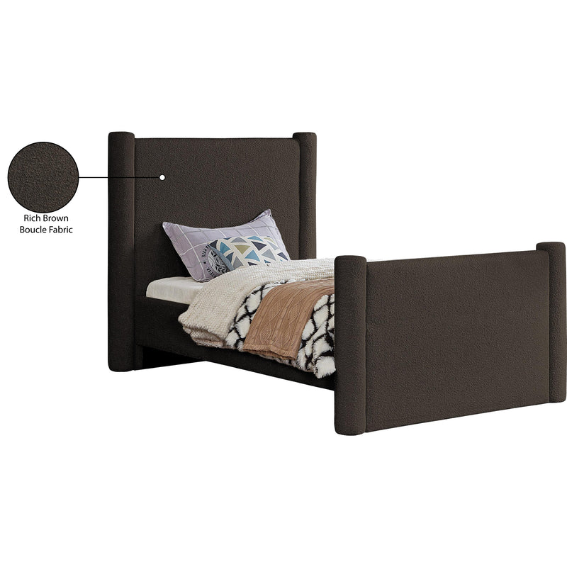 Meridian Elias Brown Boucle Fabric Twin Bed IMAGE 8