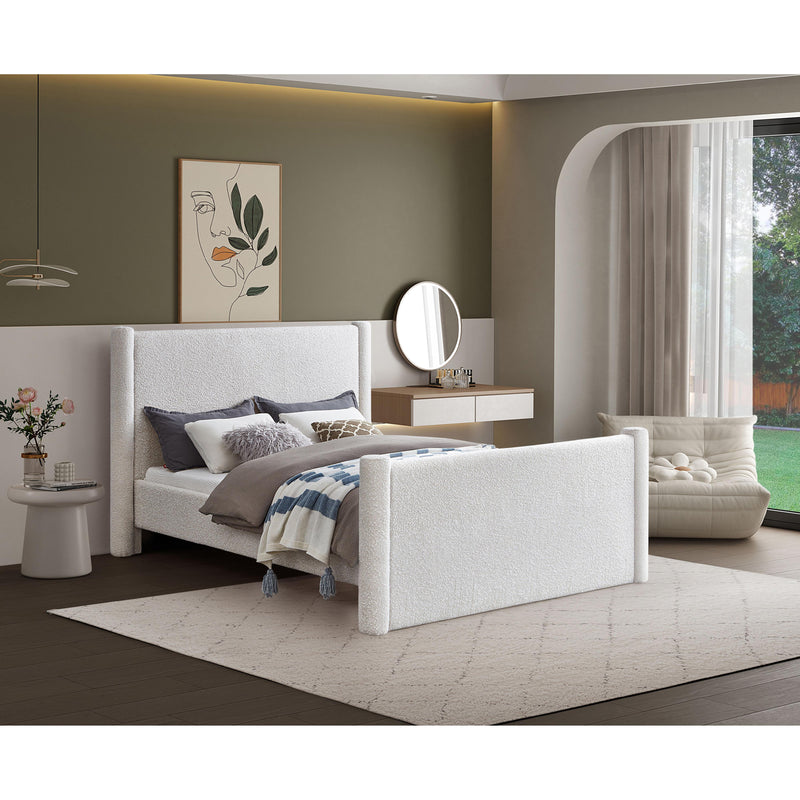 Meridian Elias Cream Boucle Fabric Full Bed IMAGE 2