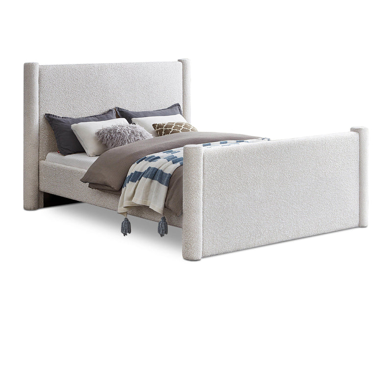 Meridian Elias Cream Boucle Fabric Queen Bed IMAGE 1