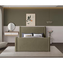 Meridian Elias Olive Green Boucle Fabric Full Bed IMAGE 4