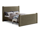 Meridian Elias Olive Green Boucle Fabric King Bed IMAGE 1