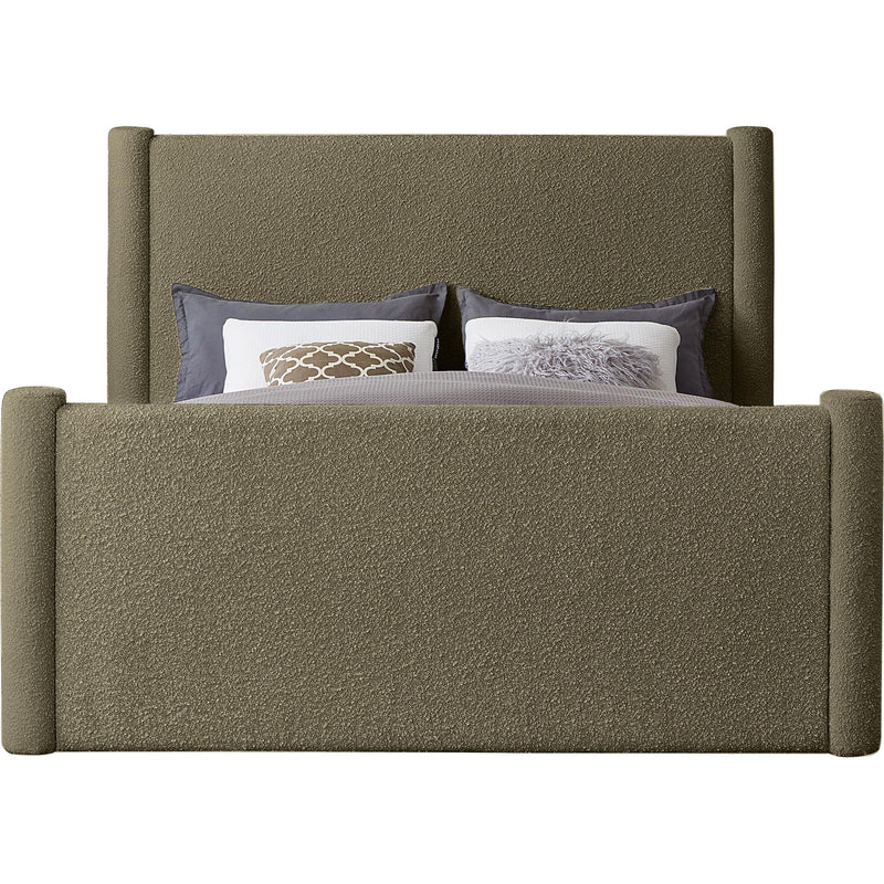 Meridian Elias Olive Green Boucle Fabric King Bed IMAGE 3