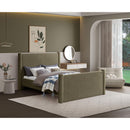 Meridian Elias Olive Green Boucle Fabric Queen Bed IMAGE 2