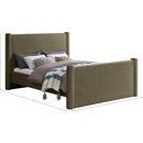 Meridian Elias Olive Green Boucle Fabric Queen Bed IMAGE 9