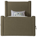 Meridian Elias Olive Green Boucle Fabric Twin Bed IMAGE 3