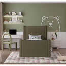Meridian Elias Olive Green Boucle Fabric Twin Bed IMAGE 4