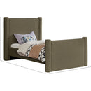 Meridian Elias Olive Green Boucle Fabric Twin Bed IMAGE 9
