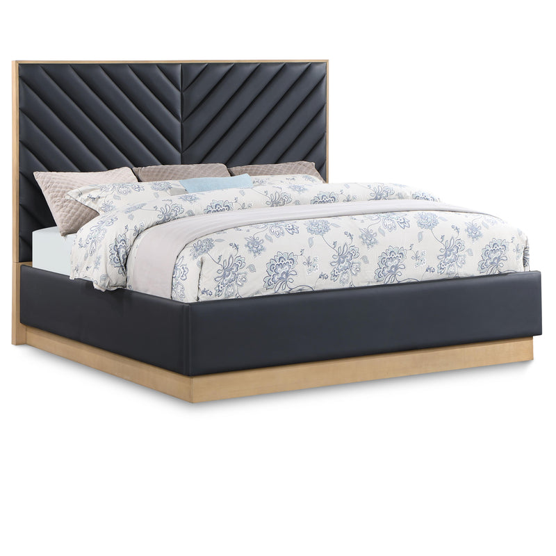 Meridian Casa Black Vegan Leather Queen Bed (3 Boxes) IMAGE 1