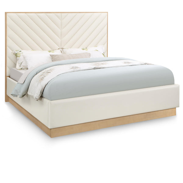 Meridian Casa Cream Vegan Leather Queen Bed (3 Boxes) IMAGE 1