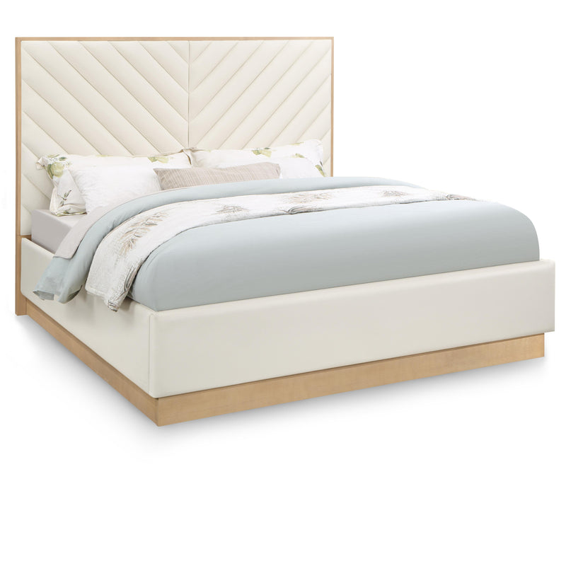 Meridian Casa Cream Vegan Leather Queen Bed (3 Boxes) IMAGE 1