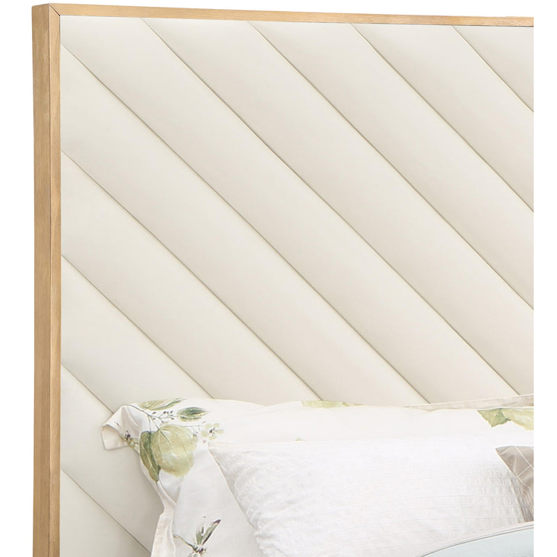 Meridian Casa Cream Vegan Leather Queen Bed (3 Boxes) IMAGE 7