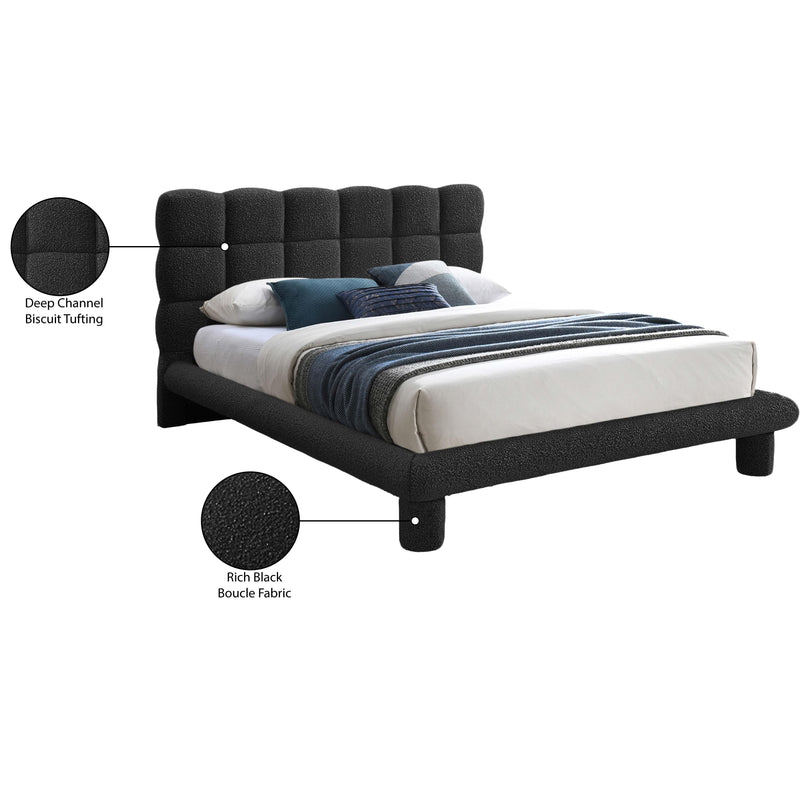 Meridian Deco Black Boucle Fabric Full Bed (3 Boxes) IMAGE 7