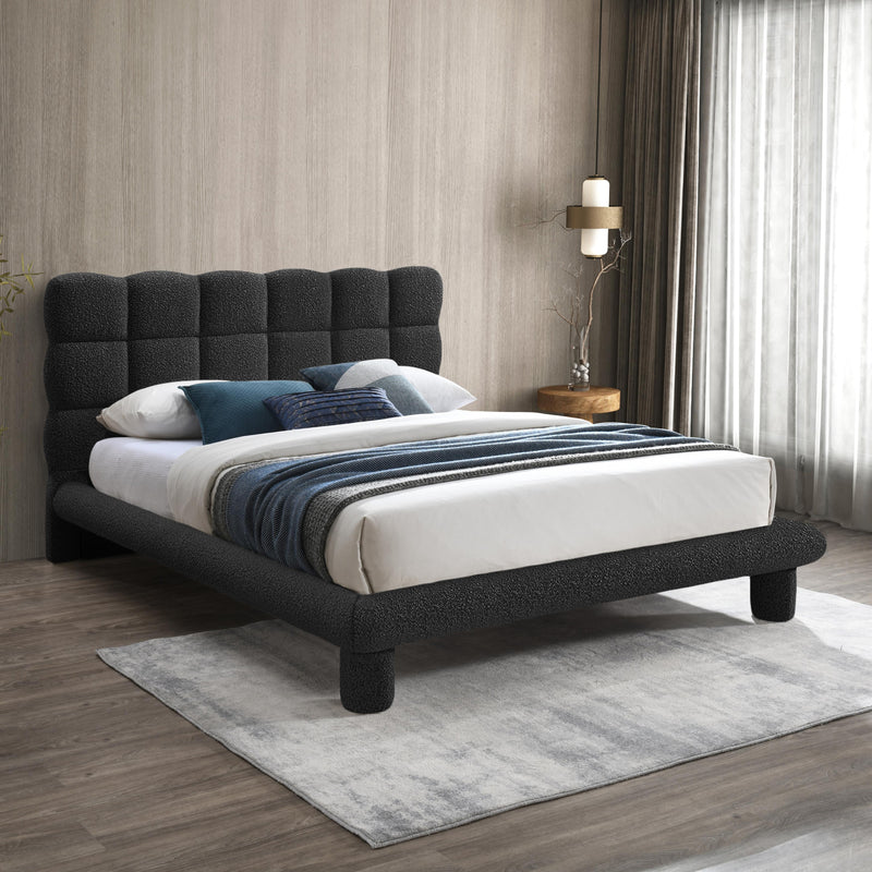 Meridian Deco Black Boucle Fabric King Bed (3 Boxes) IMAGE 2