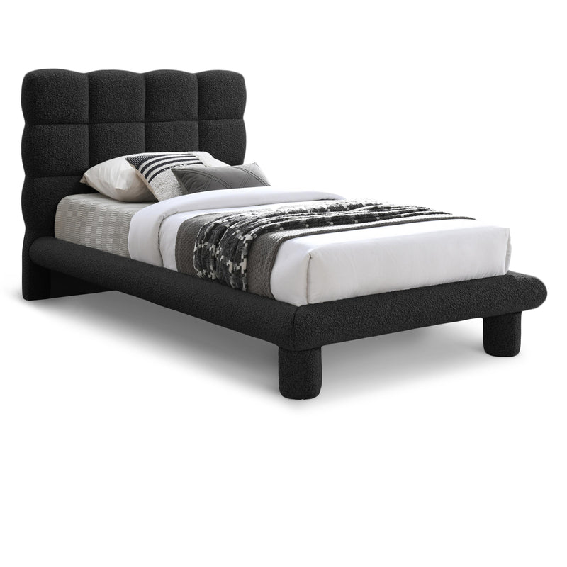 Meridian Deco Black Boucle Fabric Twin Bed (3 Boxes) IMAGE 1