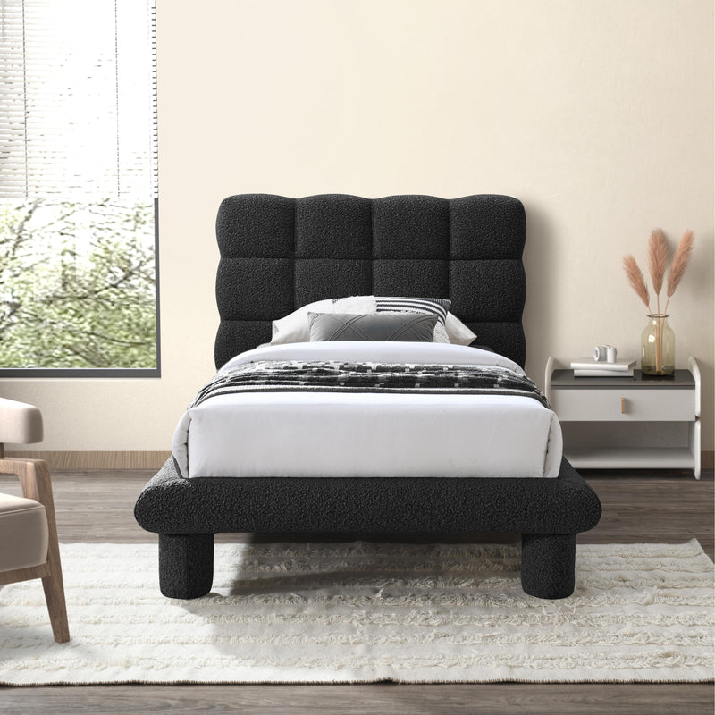 Meridian Deco Black Boucle Fabric Twin Bed (3 Boxes) IMAGE 2