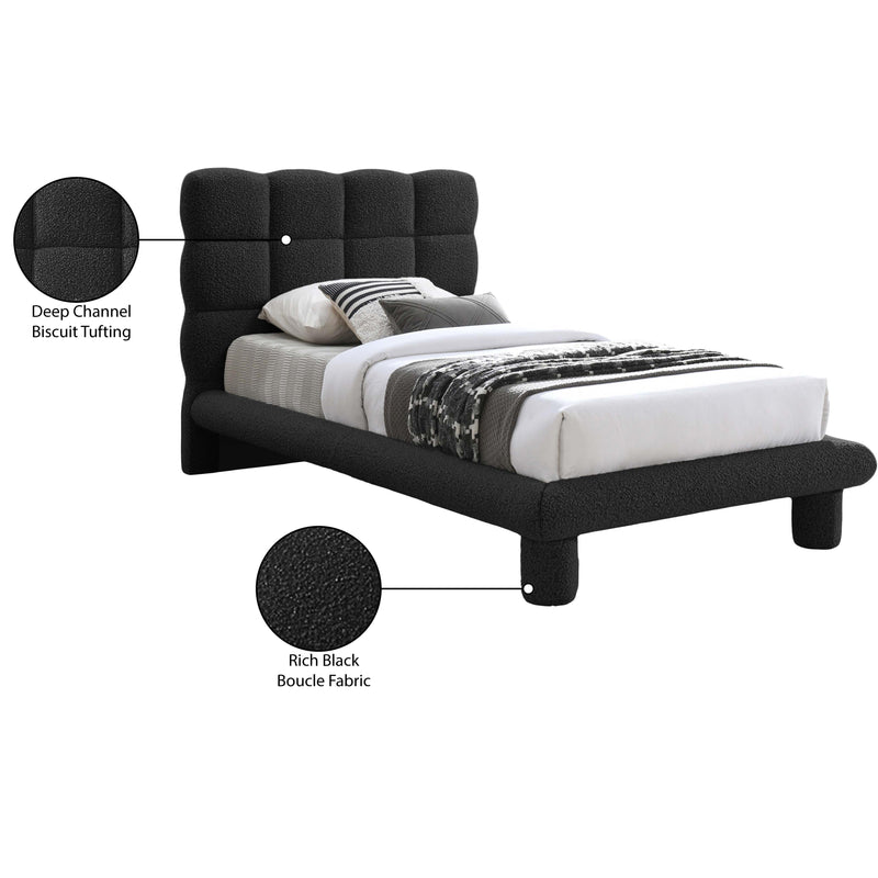 Meridian Deco Black Boucle Fabric Twin Bed (3 Boxes) IMAGE 7