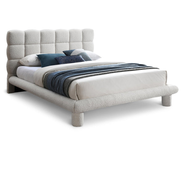 Meridian Deco Cream Boucle Fabric Queen Bed (3 Boxes) IMAGE 1