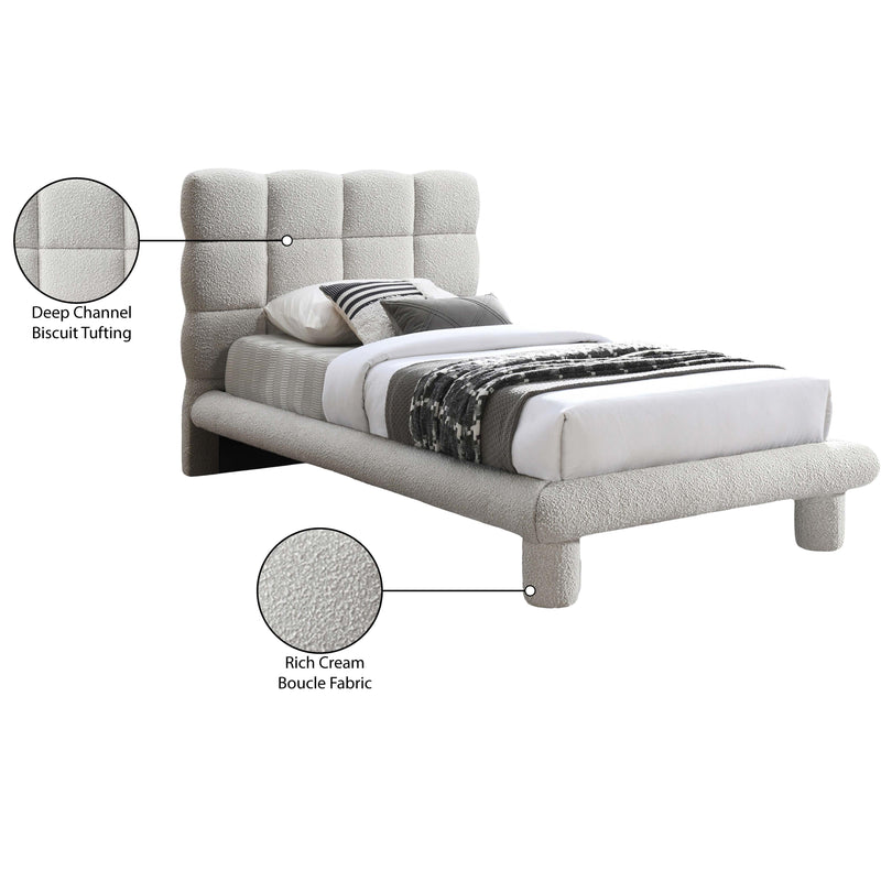 Meridian Deco Cream Boucle Fabric Twin Bed (3 Boxes) IMAGE 7