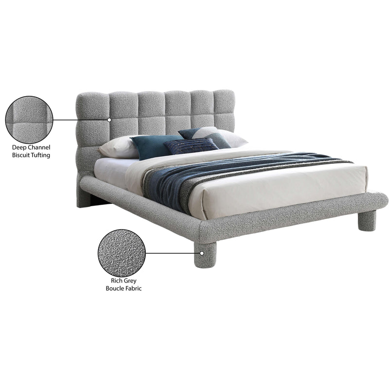 Meridian Deco Grey Boucle Fabric King Bed (3 Boxes) IMAGE 7