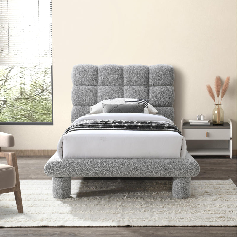 Meridian Deco Grey Boucle Fabric Twin Bed (3 Boxes) IMAGE 2
