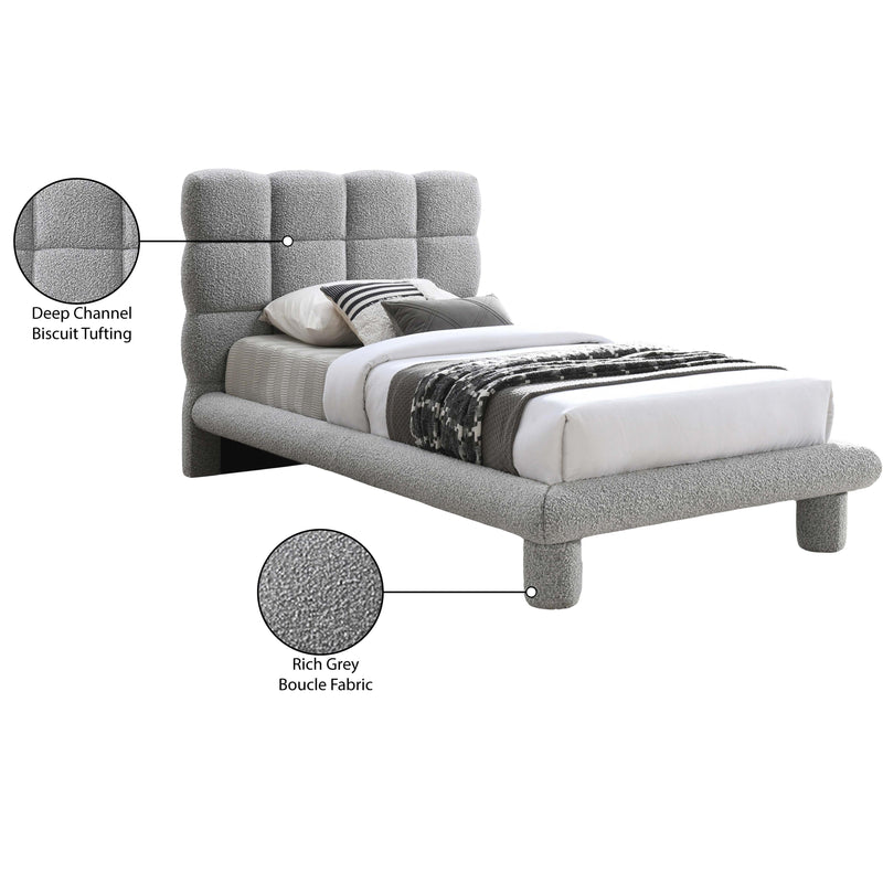 Meridian Deco Grey Boucle Fabric Twin Bed (3 Boxes) IMAGE 7