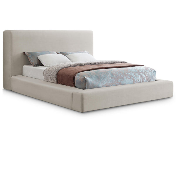 Meridian Devin Beige Linen Textured Fabric Full Bed IMAGE 1