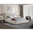 Meridian Devin Beige Linen Textured Fabric Full Bed IMAGE 2