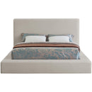 Meridian Devin Beige Linen Textured Fabric Full Bed IMAGE 3