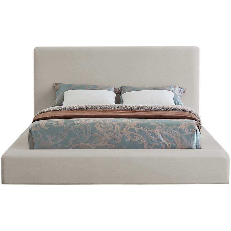Meridian Devin Beige Linen Textured Fabric Queen Bed IMAGE 3