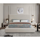 Meridian Devin Beige Linen Textured Fabric Queen Bed IMAGE 4