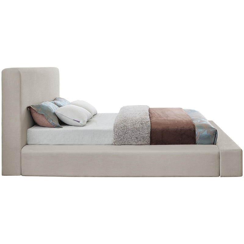 Meridian Devin Beige Linen Textured Fabric Queen Bed IMAGE 5