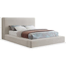 Meridian Devin Beige Linen Textured Fabric Queen Bed IMAGE 7
