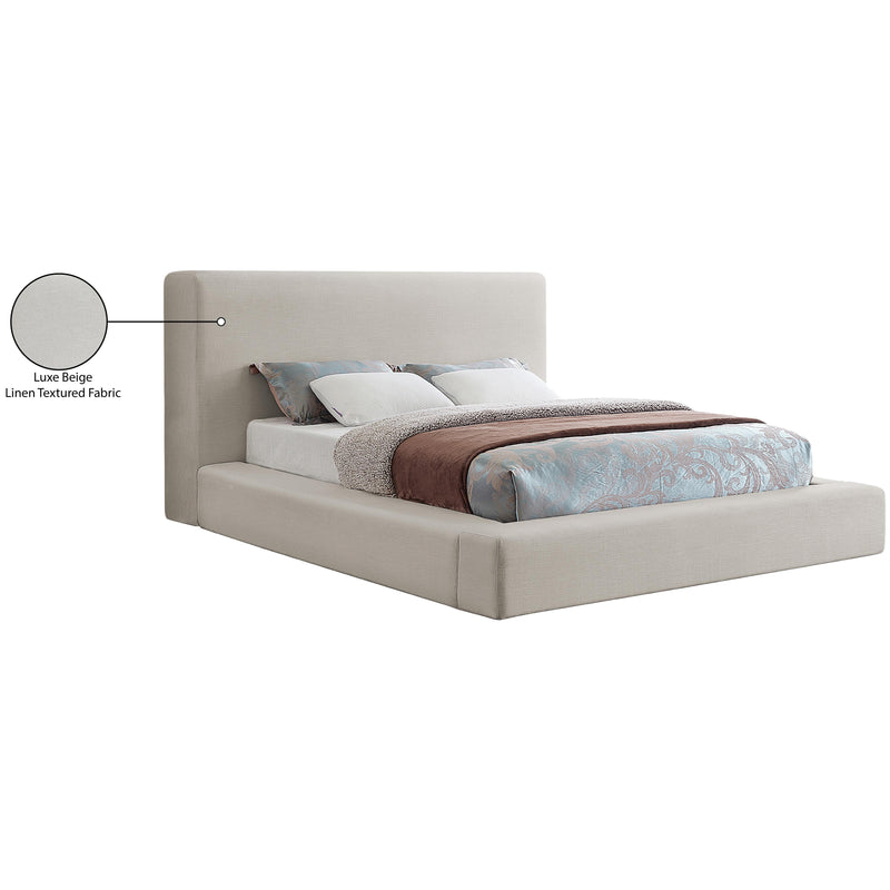 Meridian Devin Beige Linen Textured Fabric Queen Bed IMAGE 8