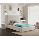 Meridian Devin Beige Linen Textured Fabric Twin Bed IMAGE 2