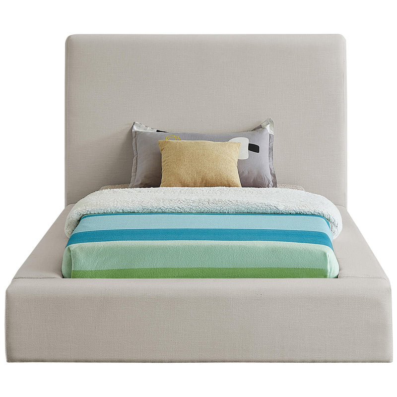 Meridian Devin Beige Linen Textured Fabric Twin Bed IMAGE 3