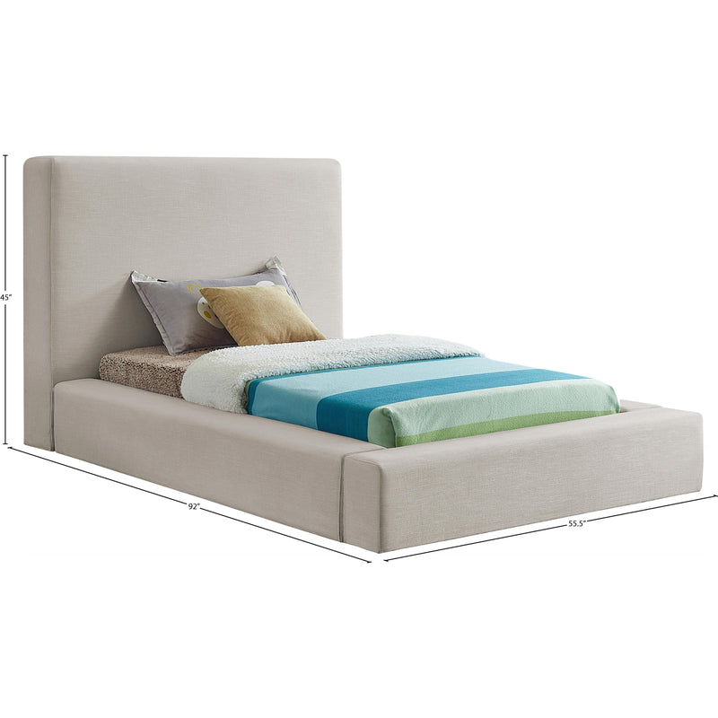 Meridian Devin Beige Linen Textured Fabric Twin Bed IMAGE 7