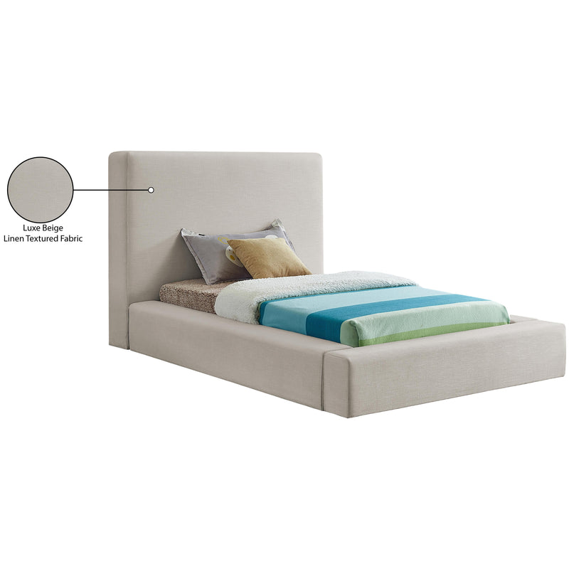 Meridian Devin Beige Linen Textured Fabric Twin Bed IMAGE 8