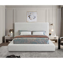 Meridian Devin Cream Linen Textured Fabric Queen Bed IMAGE 4