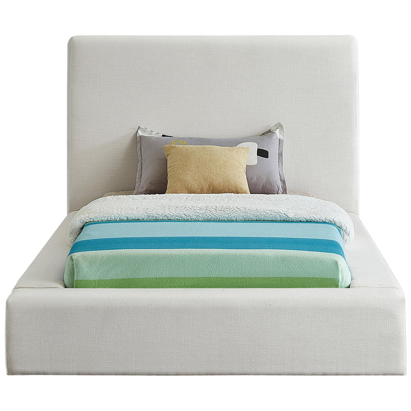 Meridian Devin Cream Linen Textured Fabric Twin Bed IMAGE 3