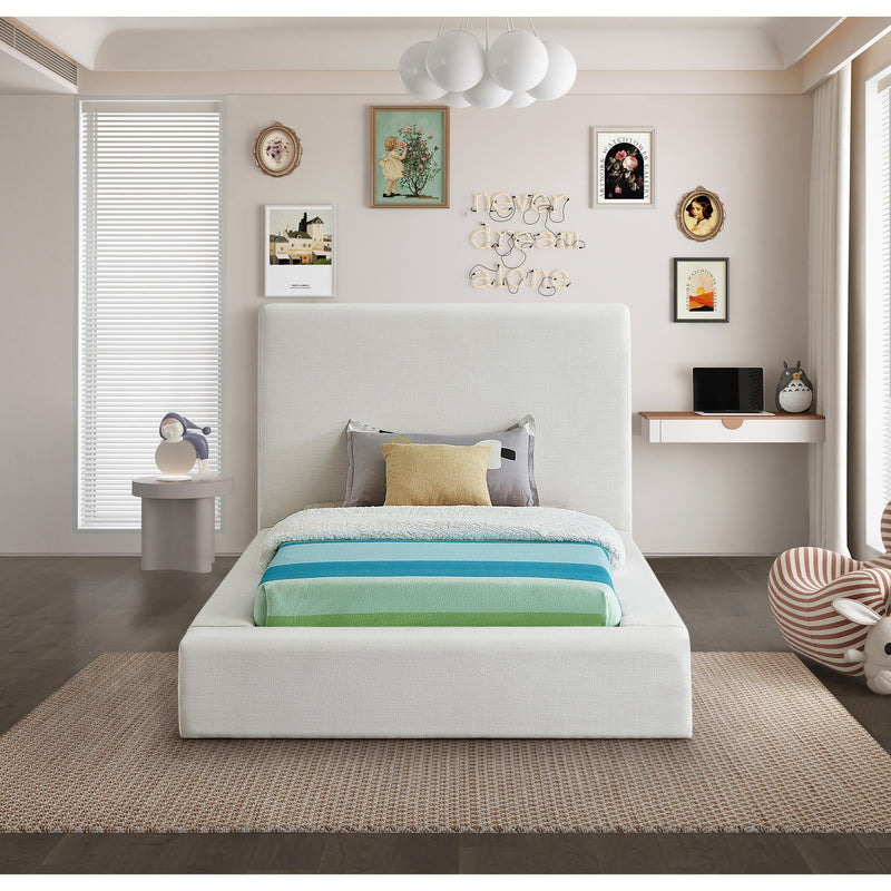 Meridian Devin Cream Linen Textured Fabric Twin Bed IMAGE 4