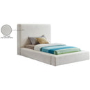 Meridian Devin Cream Linen Textured Fabric Twin Bed IMAGE 8