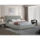 Meridian Devin Grey Linen Textured Fabric King Bed IMAGE 2