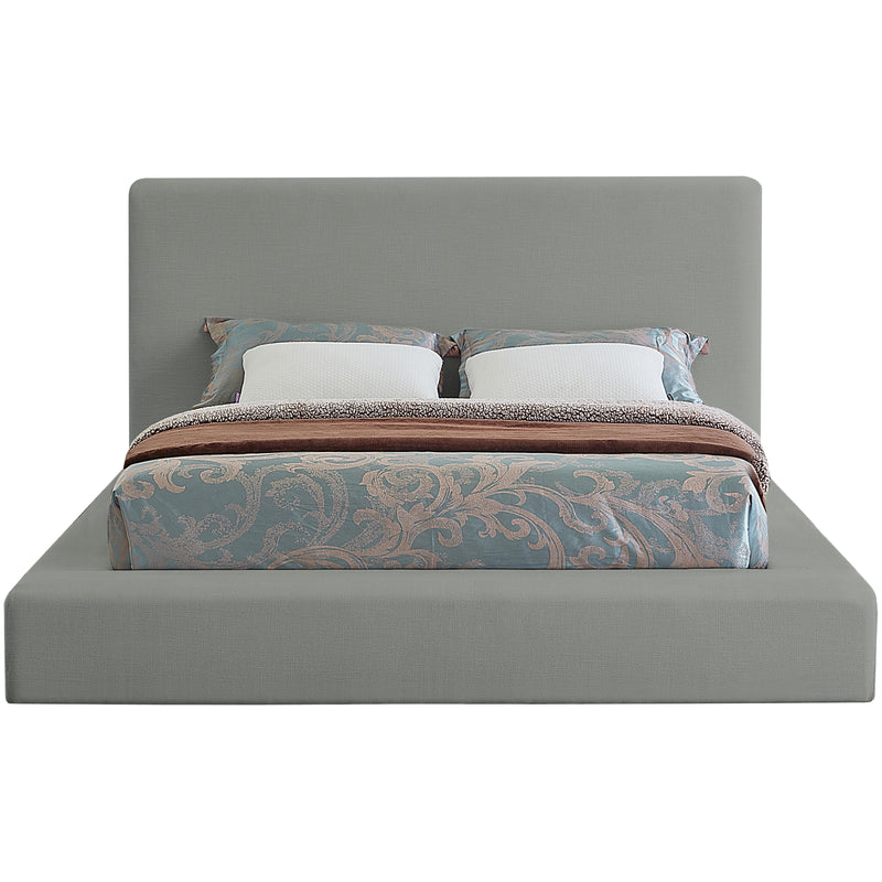 Meridian Devin Grey Linen Textured Fabric King Bed IMAGE 3