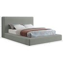 Meridian Devin Grey Linen Textured Fabric King Bed IMAGE 7