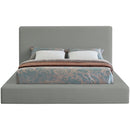 Meridian Devin Grey Linen Textured Fabric Queen Bed IMAGE 3